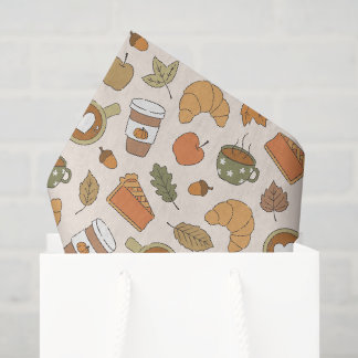 Papier Mousseline Thème café automne épices citrouille feuilles boul