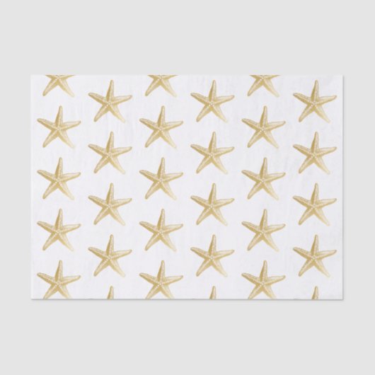 Papier Mousseline Thème côtier étoile de mer dorée (Recto)