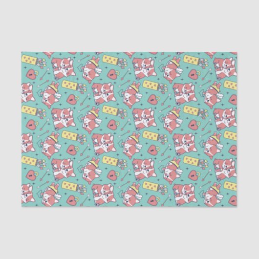 Papier Mousseline Thème de Cupidon avec arc et flèche pour la Saint- (Recto)