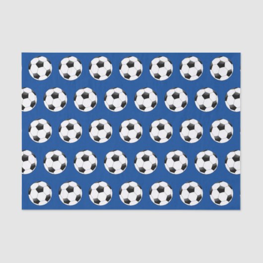 Papier Mousseline Thème de football cadeau TissuBleu (Recto)