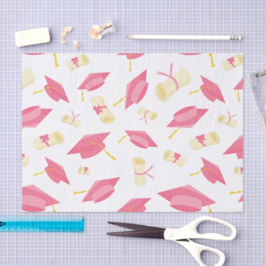 Papier Mousseline Thème de graduation rose pâle (Artisanat)