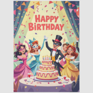 Papier Mousseline Thème de masquerade joyeux anniversaire mignon