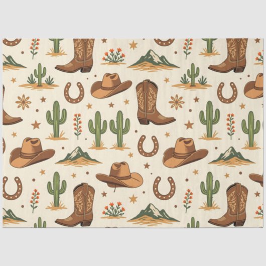Papier Mousseline Thème de pays occidental avec cactus (Recto)