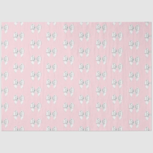 Papier Mousseline Thème Glam Rose Aqua Bleu Tiffany Blanc Nœud (Recto)