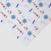 Papier Mousseline Thème nautique Bateaux, Ancres et phares Bleu (Détail)