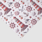 Papier Mousseline Thème nautique - Phare, Corail, Marine (Détail)