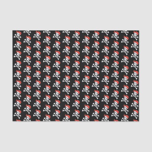 Papier Mousseline Thème Pirate Motif du crâne mignon et des os crois (Recto)