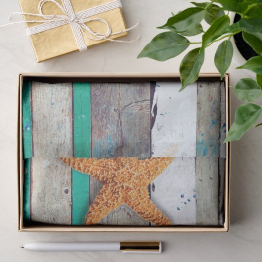 Papier Mousseline Thème Plage Starfish Mariage Rustique (Cadeau)