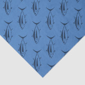 Papier Mousseline Thon d'Albacore mignonne en bleu marine sur bleu é (Détail)