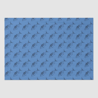 Papier Mousseline Thon d'Albacore mignonne en bleu marine sur bleu é