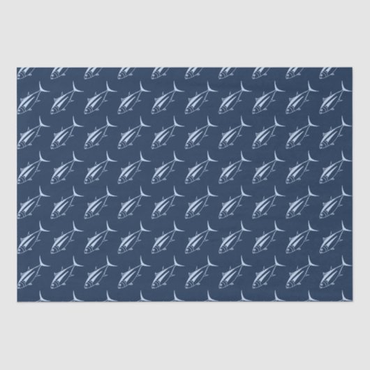 Papier Mousseline Thon d'Albacore mignonne en bleu pastel sur bleu m (Recto)