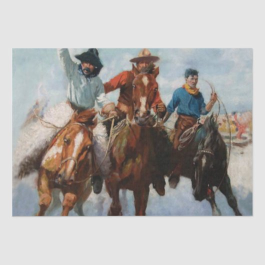 Papier Mousseline "Three Montana Cowboys" par W Herbert Dunton (Recto)