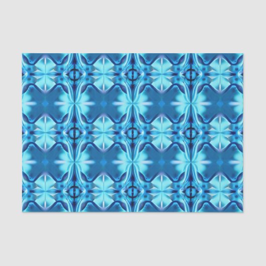 Papier Mousseline Tie Dye Motif en Indigo et Ice Blue (Recto)