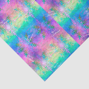Papier Mousseline Tiedye Flocon de Neige Noël Joyeux Fractal Arc-en-