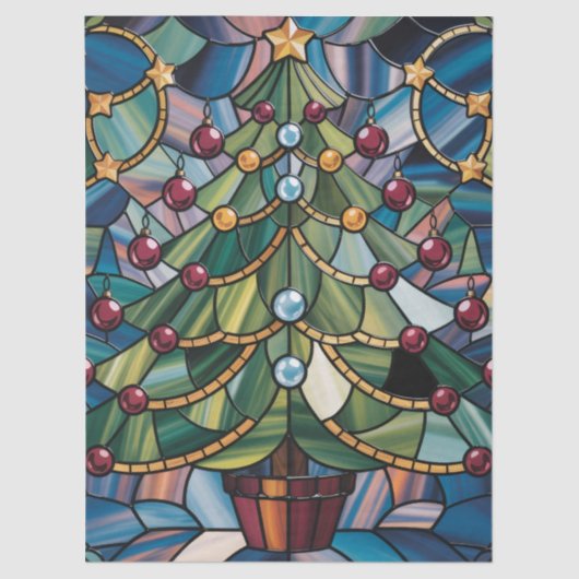 Papier Mousseline Tiffany-Style Stained Glass Christmas Tree (Recto)