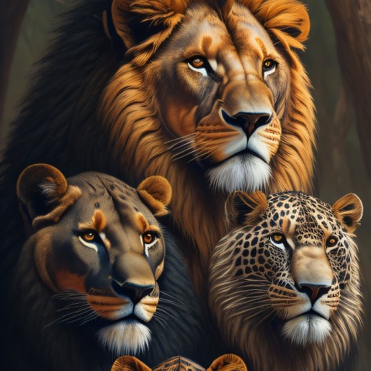 Papier Mousseline Tiger, feline family, unique cat tiger v3