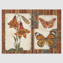 Tiger Lily Bois rustique Collage Découpage