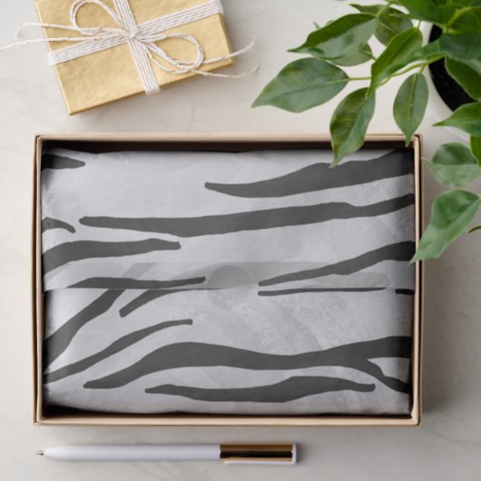 Papier Mousseline Tiger noir et blanc (Cadeau)