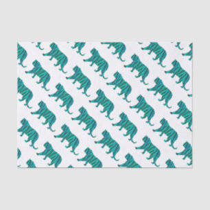 Papier Mousseline Tiger noir et Turquoise