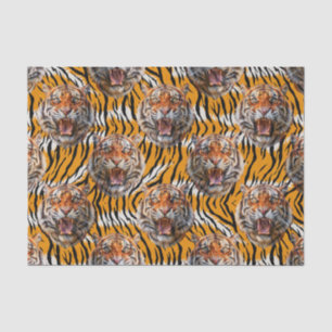 Papier Mousseline Tiger Tête Sur Tiger Skin Design Poster de animal