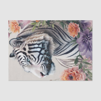 Papier Mousseline Tigre blanc rayures Art Floral