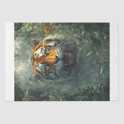 Papier Mousseline Tigre dans la jungle - Découpage - (Recto)