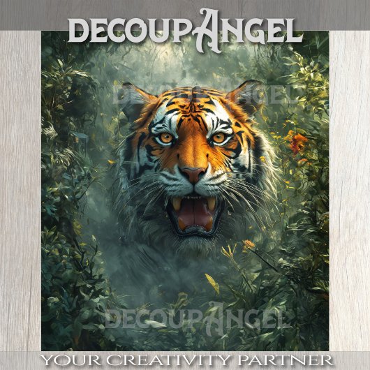 Papier Mousseline Tigre dans la jungle - Découpage -