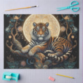 Papier Mousseline Tigre de Boho en arbre avec lune (Artisanat)