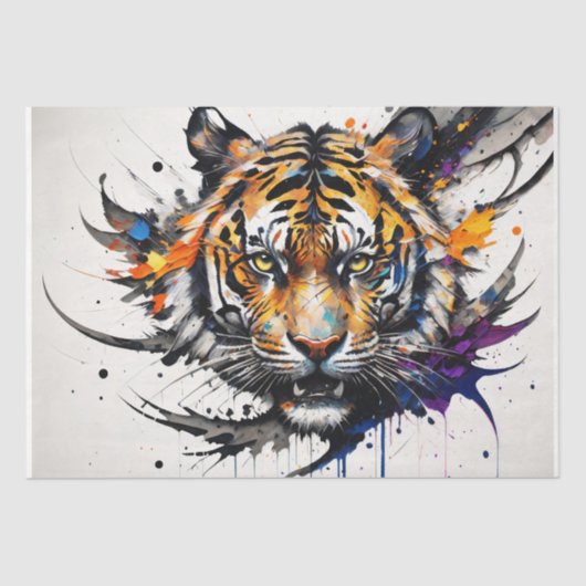 Papier Mousseline Tigre en Graffiti Art Découpage (Recto)