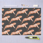 Papier Mousseline Tigre orange brillant et moderne sur noir (Artisanat)