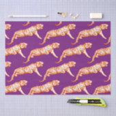 Papier Mousseline Tigre orange vif moderne sur violet (Artisanat)