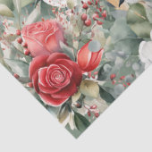 Papier Mousseline Tigre, Roses rouges et Eucalyptus Découpage (Détail)