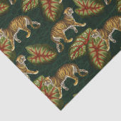 Papier Mousseline Tigres et Feuilles sur la Découpage Verte (Détail)