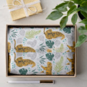 Papier Mousseline Tigres et Feuilles tropicaux Motifs (Cadeau)