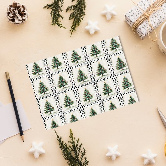 Papier Mousseline Timbre de l'arbre de Noël Vintage