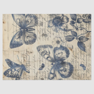 Papier Mousseline Timbre papillon d'encre monochrome rétro