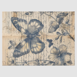 Papier Mousseline Timbre papillon d'encre monochrome rétro