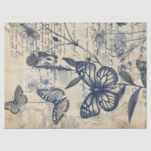 Papier Mousseline Timbre papillon d'encre monochrome rétro