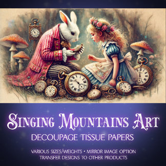 Papier Mousseline Timekeeper de lapin Vintage Wonderland Decoupage