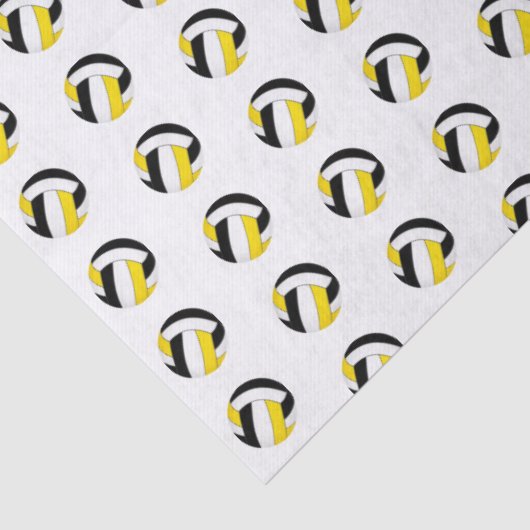 Papier Mousseline tiny black gold volleyballs pattern (Détail)
