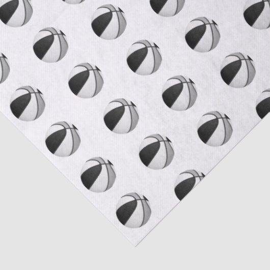 Papier Mousseline tiny black gray basketballs pattern (Détail)