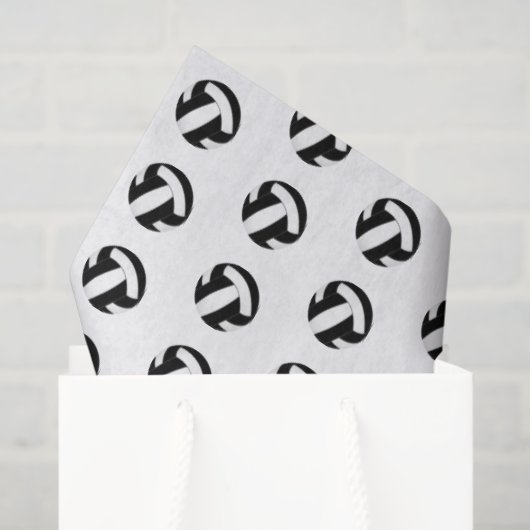 Papier Mousseline tiny black white volleyballs pattern (Sac cadeau)