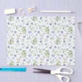 Papier Mousseline Tiny Blue Flowers Aquarelle Imprimer Papier Tissu (Artisanat)