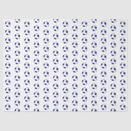 Papier Mousseline tiny blue white soccer balls pattern (Recto)