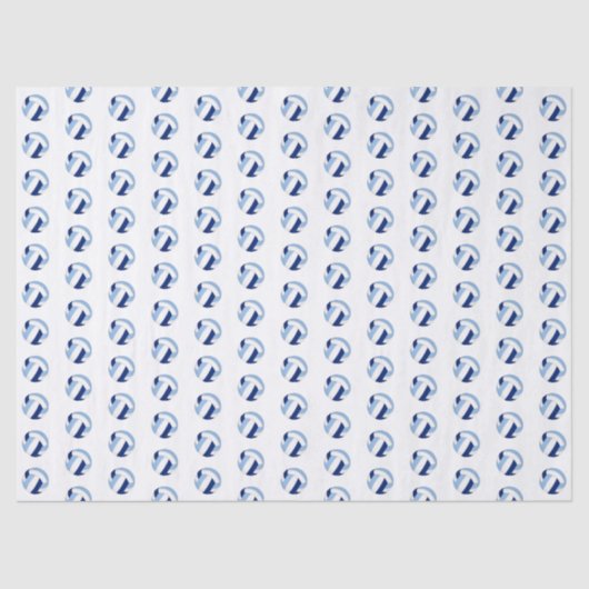 Papier Mousseline tiny blue white volleyballs pattern (Recto)