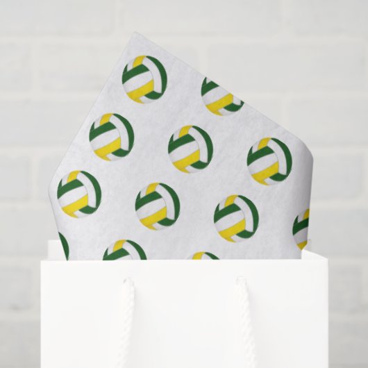 Papier Mousseline tiny green gold volleyballs pattern (Sac cadeau)