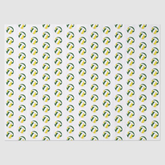 Papier Mousseline tiny green gold volleyballs pattern (Recto)