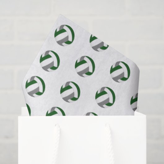 Papier Mousseline tiny green gray volleyballs pattern (Sac cadeau)