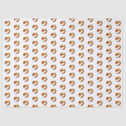 Papier Mousseline tiny orange white basketballs pattern (Recto)