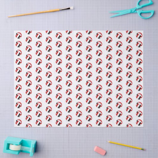 Papier Mousseline tiny red black volleyballs pattern (Artisanat)